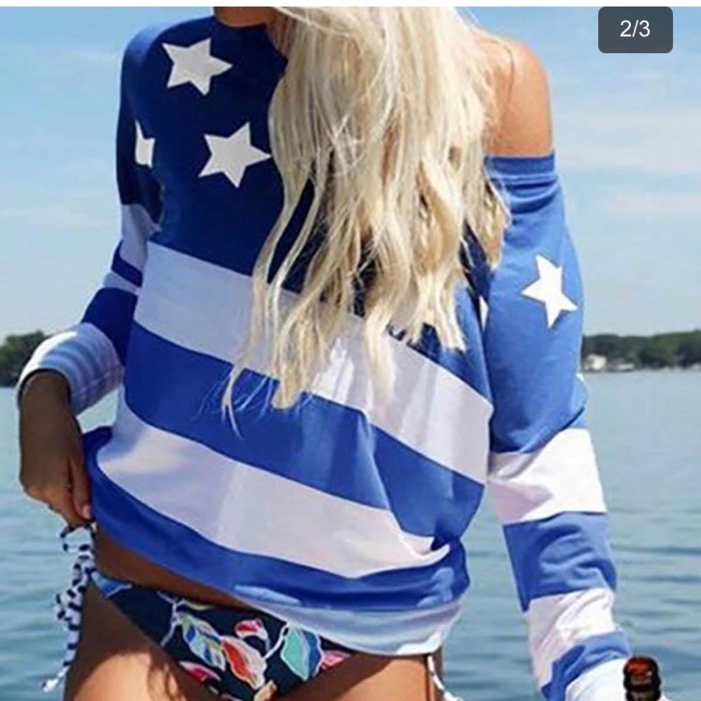 3X$50Bundle Stars Print Striped long sleeve blouse